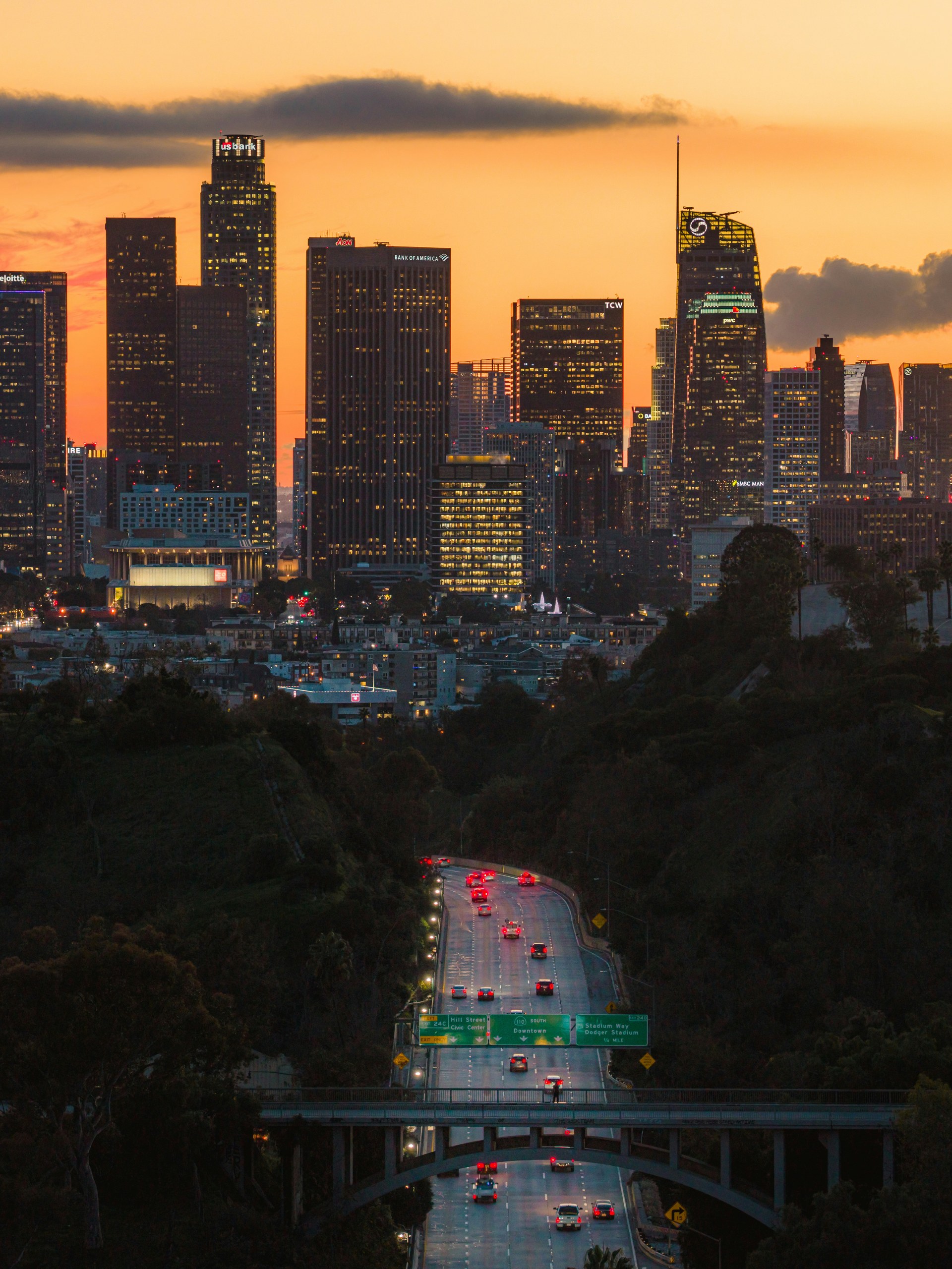 Los Angeles skyline at dusk
